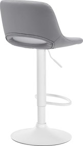Barová stolička Camden - koženka, biely rám - Sivá