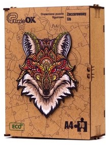 007137 3D drevené puzzle handmade - Červenooká líška A4