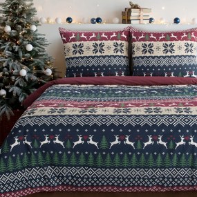 VIANOČNÉ RENFORCÉ OBLIEČKY SKANDY 140X200 CM, 1 KS 70X80 CM VZOROVANÉ