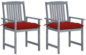 Záhradné stoličky s podložkami 2 ks, sivé, akáciový masív 3061263