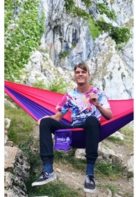 Hojdacia sieť Hamaka Originál pre jedného, ružová / purpurová