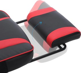 Ergonomická stolička, kancelárska stolička s opierkou nôh, čierna, červená
