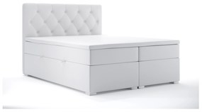Manželská posteľ Boxspring 160 cm Ronda (biela ekokoža) (s úložným priestorom). Akcia -20%. Vlastná spoľahlivá doprava až k Vám domov. 1044320