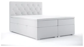 Manželská posteľ Boxspring 180 cm Ronda (biela ekokoža) (s úložným priestorom). Akcia -20%. Vlastná spoľahlivá doprava až k Vám domov. 1044321