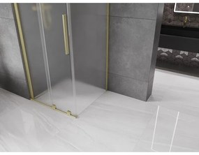 Mexen Velar, sprchový kút s posuvnými dverami 90 x 90 cm, 8mm sklo námraza, zlatá matná, 871-090-090-31-55