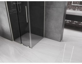 Mexen Velar, sprchový kút s posuvnými dverami 110 x 110 cm, 8mm šedé sklo, brúsená oceľ, 871-110-110-41-97