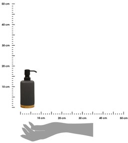 Dávkovač mydla Linea, tmavosivá/s čiernymi a drevenými prvkami, 270 ml