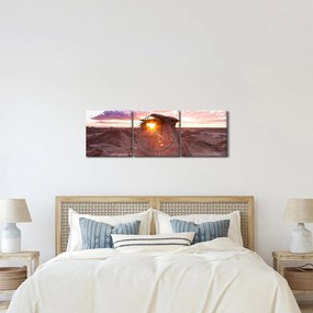 Obraz - západ slnka na púšti (s hodinami) (90x30 cm)