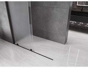 Mexen Velar, sprchová zástena s posuvnými dverami Walk-in 140 x 200 cm, 8mm sklo námraza, čierna matná, 871-140-000-33-70