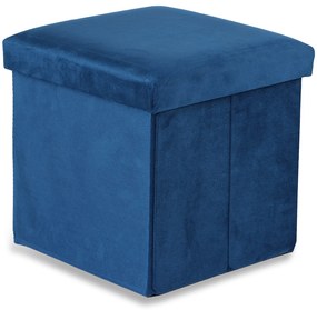 Modrý skladací taburet CUBEXO VELVET M
