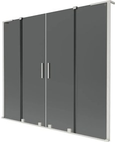 Mexen Velar L Duo, 2-krídlová posuvná vaňová zástena 170 x 150 cm, 8mm šedé sklo, brúsená oceľ, 896-170-003-42-97