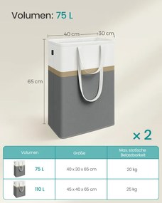 Set dvoch košov na bielizeň 2x75L LCB208G01