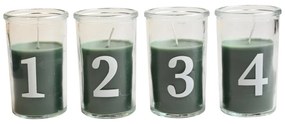 Det Gamle Apotek Adventné sviečky v skle V.10cm SET/4ks zelené