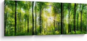 Obraz - Svitanie v lese (s hodinami) (90x30 cm)