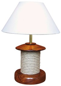 Stolná lampa Pulley s drevom