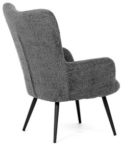 Autronic - Křeslo "ušák", potah šedá látka, nohy černý kov. - AK-W1206 GREY2