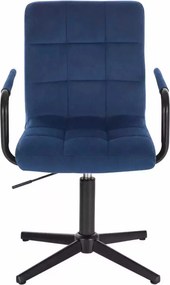 LuxuryForm DESIGN Otočná stolička VERONA BLACK VELUR na čiernom kríži - modrá