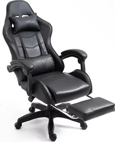 LEAN Kancelárska stolička s opierkou na nohy a vankúšmi – čierna