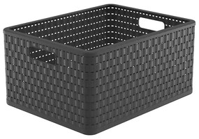 Tmavosivý úložný košík z recyklovaného plastu Country - Rotho