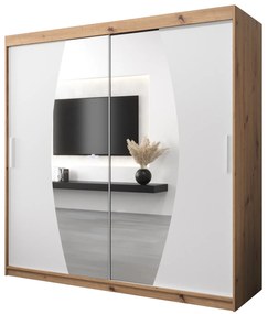 Šatníková skriňa 200 cm Eclipse (dub artisan + biela matná). Akcia -35%. Vlastná spoľahlivá doprava až k Vám domov. 1063435