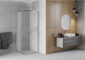 Mexen Rio, štvorcový sprchovací kút s posuvnými dverami 80(dvere) x 80(dvere) x 190 cm, 6mm sklo námraza, chrómový profil, 860-080-080-01-30