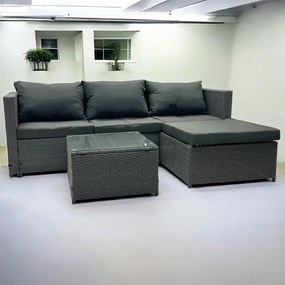 Súprava záhradného nábytku z technoratanu v sivej farbe