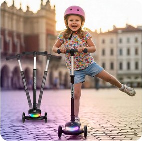 Ricokids Glowi LED balančná Kolobežka pre deti - čierna