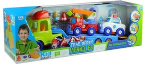 LEAN Toys Sada vozidiel: polícia, hasiči, odťahovka – na skrutkovanie a odskrutkovanie