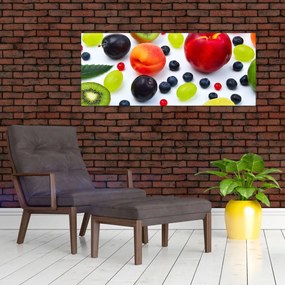 Obraz ovocia s kvapkami vody (120x50 cm)