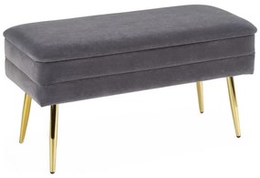 Prešívaná lavica s úložným priestorom VELVA 37x78 cm šedá/zlatá