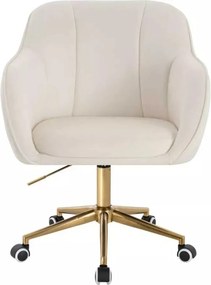 LuxuryForm DESIGN Stolička AVOLA VELUR na zlatej podstave s kolieskami - biela