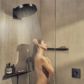 HANSGROHE Rainfinity nástenná polička do sprchy, 500 x 84 mm, matná čierna/grafitové sklo, 26844670