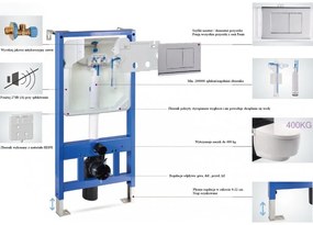 Závesný set Mexen Fenix + WC LENA Rimless ČIERNA 48 x 36 cm + pomaly padajúce sedátko Slim, 60100 + 3322XX85 + podložka