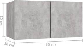 4-dielna súprava TV skriniek, betónovo sivá, kompozitné drevo