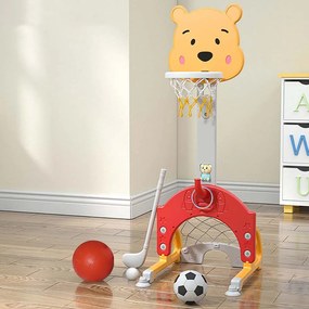 Detská hracia súprava 4 v 1 s nastaviteľnou výškou, oranžovo-žltá