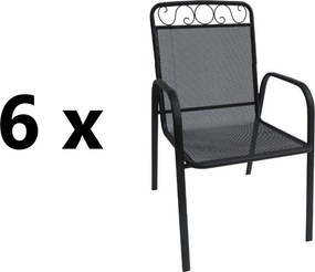 Záhradná kovová stolička 6 ks BABU, čierna