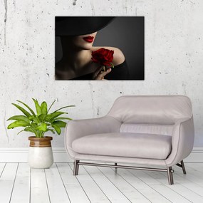 Obraz - Žena s ružou (70x50 cm)