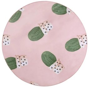 Okrúhly koberec so vzorom kaktusu ⌀ 120 cm  ružový ELDIVAN Beliani