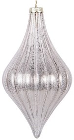 Pastelovo ružová sklenená ozdoba špicatá banka - Ø 8*15 cm