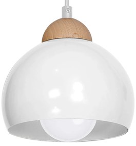 EUlight Závesné svietidlo Dama, 3x biele kovové tienidlo, w/drevo