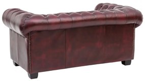 furniture-nabytek.cz - Masívna dvojmiestna pohovka Chesterfield z pravej kože, červená – 155×90×72 cm