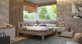 Rohová posteľ so zástenou vľavo Tema L 180x200 cm, šedý buk