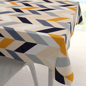 Biante Bavlnený štvorcový obrus Sandra SA-751 Veľké cik-cak modro-žlto-krémové pruhy 110x110 cm