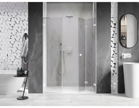 Mexen Lunar-F, pravé sklápacie sprchové dvere 130 cm, 8mm číre sklo, biely profil, 836S-130-050-20-00-P