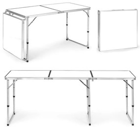Skladací cateringový stôl 180 x 60 cm biely 3-časťový