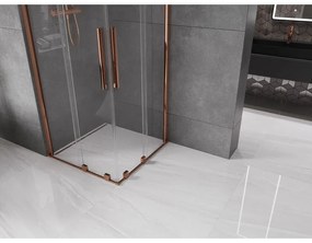 Mexen Velar Duo, sprchový kút s posuvnými dverami 100(dvere) x 100(dvere) cm, 8mm číre sklo, ružové zlato profil, 871-100-100-02-60