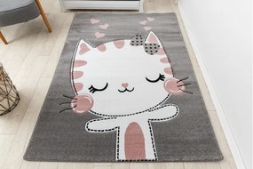 styldomova Detský sivý koberec PETIT Mačka