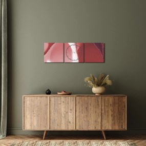 Obraz - Červená abstraktná kvetina N⁰3 (s hodinami) (90x30 cm)