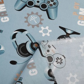 Biante Detský bavlnený záves Sandra SA-588 Play Game na modrom 150x140 cm