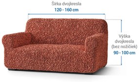 Bielastické poťahy FUCO biobavlna tehlové dvojkreslo (š. 120 - 160 cm)